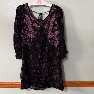 Xhilaration Black and Purple Floral Dress